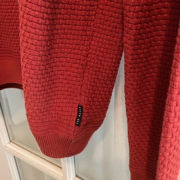 Ted Baker Staylay Waffle Knit Sweater XXL (TB-7) - Burnt Orange/Rust - Picture 6 of 7